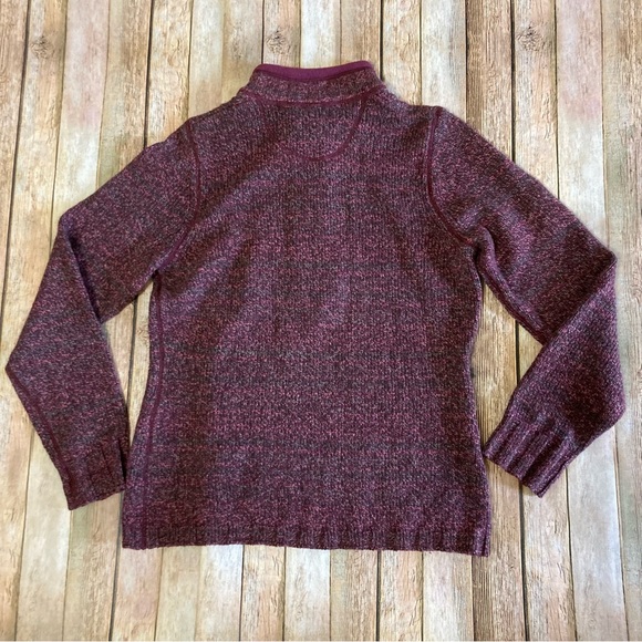 Woolrich 1/4 Zip Wool Blend Pullover Sweater Marled Fig Burgundy Women’s Medium - Picture 5 of 11